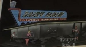 Large sign above American diner