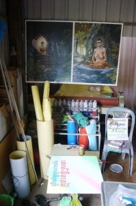 Chouk Rachana signpainting studio in Kratie