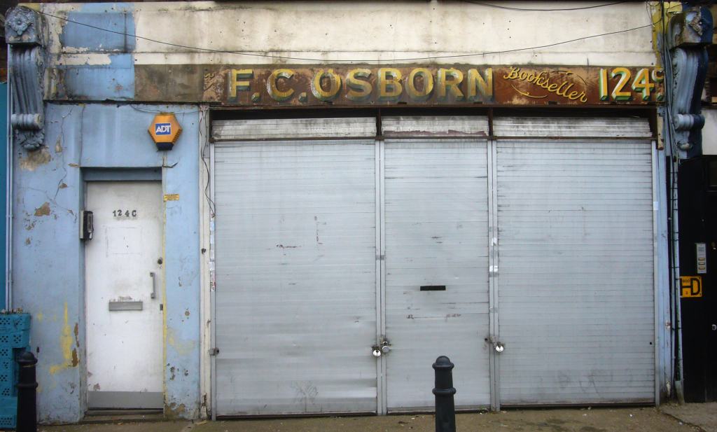 Fading shop fascia for F.C.Osborn Bookseller