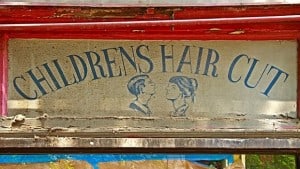 Childrens Hair Cut Old Sign from Greenwich Village Illustrated sign revealed in New York