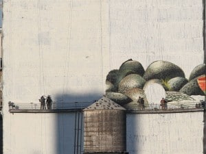 Men at Work on hand painted advertising on wall in New York Men at Work on hand painted advertising on wall in New York