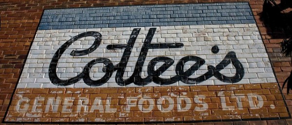 Painted sign for Cottee's General Foods