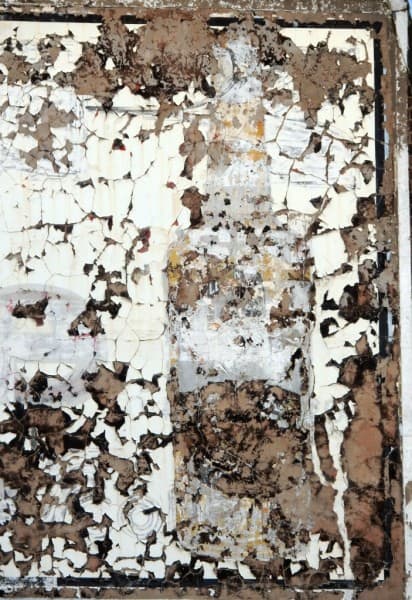 Paint cracking from an illustration of a Red Hackle Whisky bottle